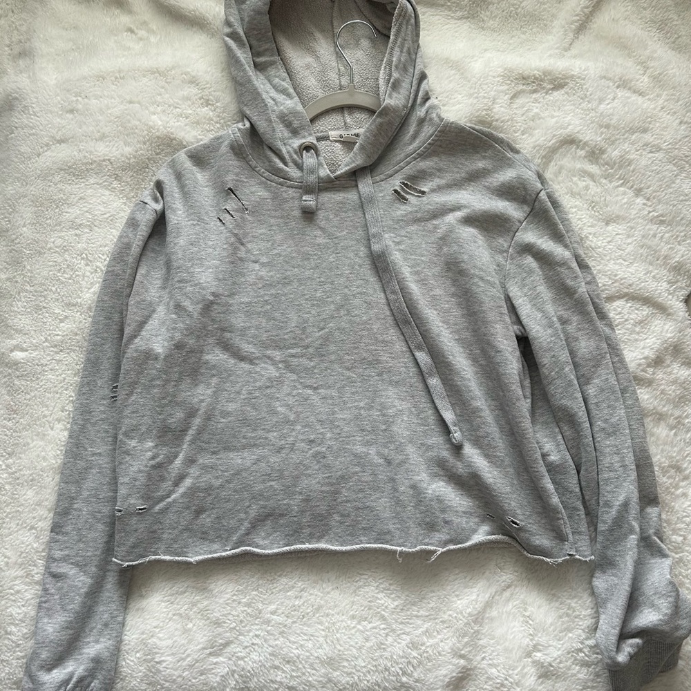 Gray Distressed Women's Hoodie